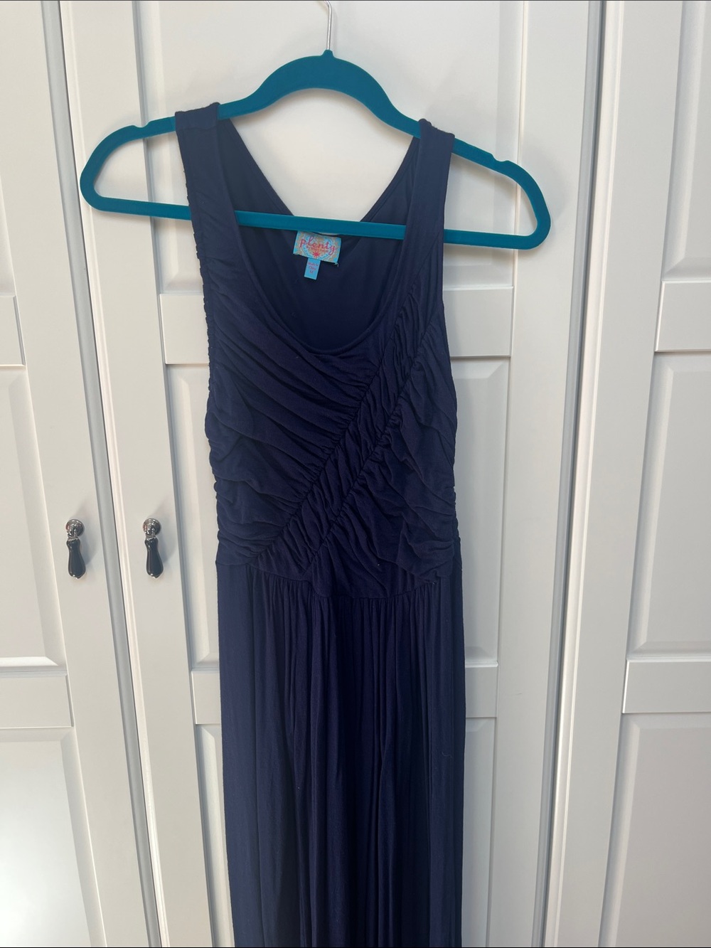 Plentyfrom Anthropologie, Navy Ruched Tank Maxi Dress